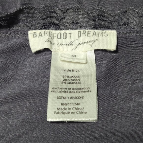 Barefoot Dreams sz medium Luxe Milk Jersey V Neck / lace short sleeve top - Picture 3 of 3